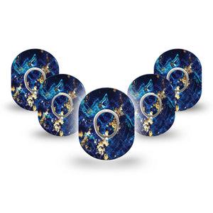 ExpressionMed Molten Midnight Dexcom G7 Mini Tape, Dexcom Stelo Glucose Biosensor System, 5-Pack Tape and 5-Pack Sticker Cobalt Blue Zigzag Pattern, Patch Continuous Glucose Monitor Design