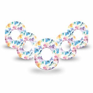 ExpressionMed Luminous Florals Dexcom G7 Mini Tape, Dexcom Stelo Glucose Biosensor System, 5-Pack Tape Fragile Pink Purple Blue Floral, Patch Continuous Glucose Monitor Design