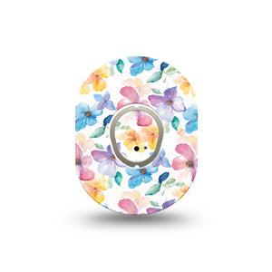 ExpressionMed Luminous Florals Dexcom G7 Mini Tape, Dexcom Stelo Glucose Biosensor System, Single Tape and Single Sticker Airy Easter-Themed Florals, Patch Continuous Glucose Monitor Design