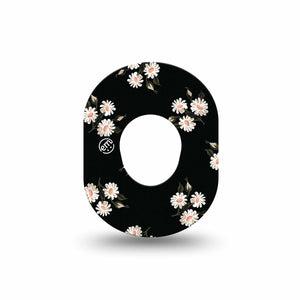 ExpressionMed Black Daisies Dexcom G7 Mini Tape, Dexcom Stelo Glucose Biosensor System, Single Tape Vintage Daisy Print, Patch Continuous Glucose Monitor Design