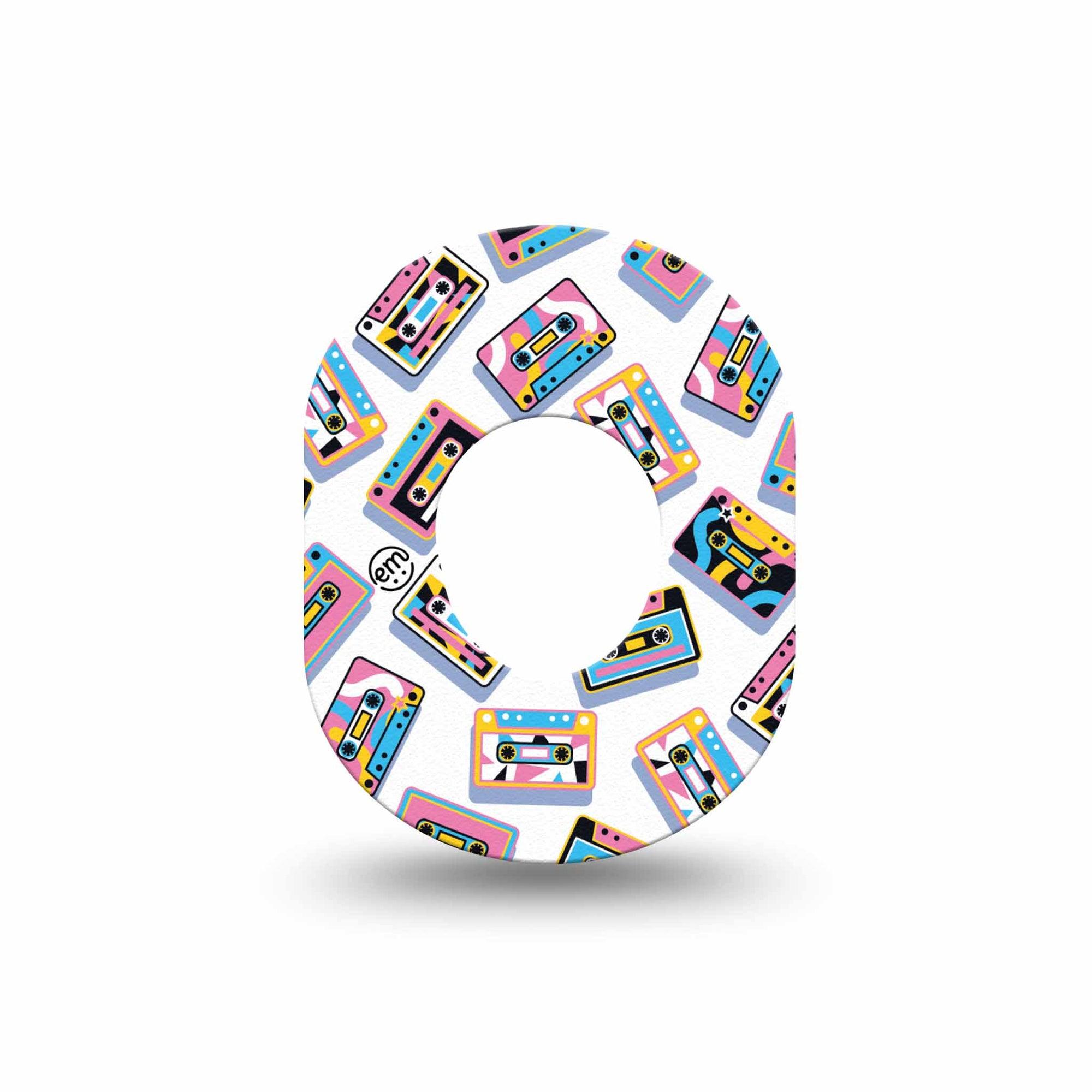 ExpressionMed Vintage Music Tapes Dexcom G7 Mini Tape, Dexcom Stelo Glucose Biosensor System, Single Tape Fun Colorful Music Tapes, Adhesive Tape CGM Design