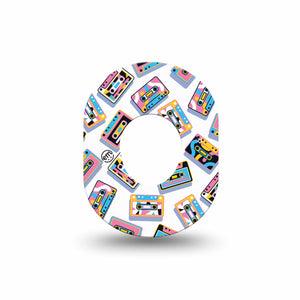 ExpressionMed Vintage Music Tapes Dexcom G7 Mini Tape, Dexcom Stelo Glucose Biosensor System, Single Tape Fun Colorful Music Tapes, Adhesive Tape CGM Design