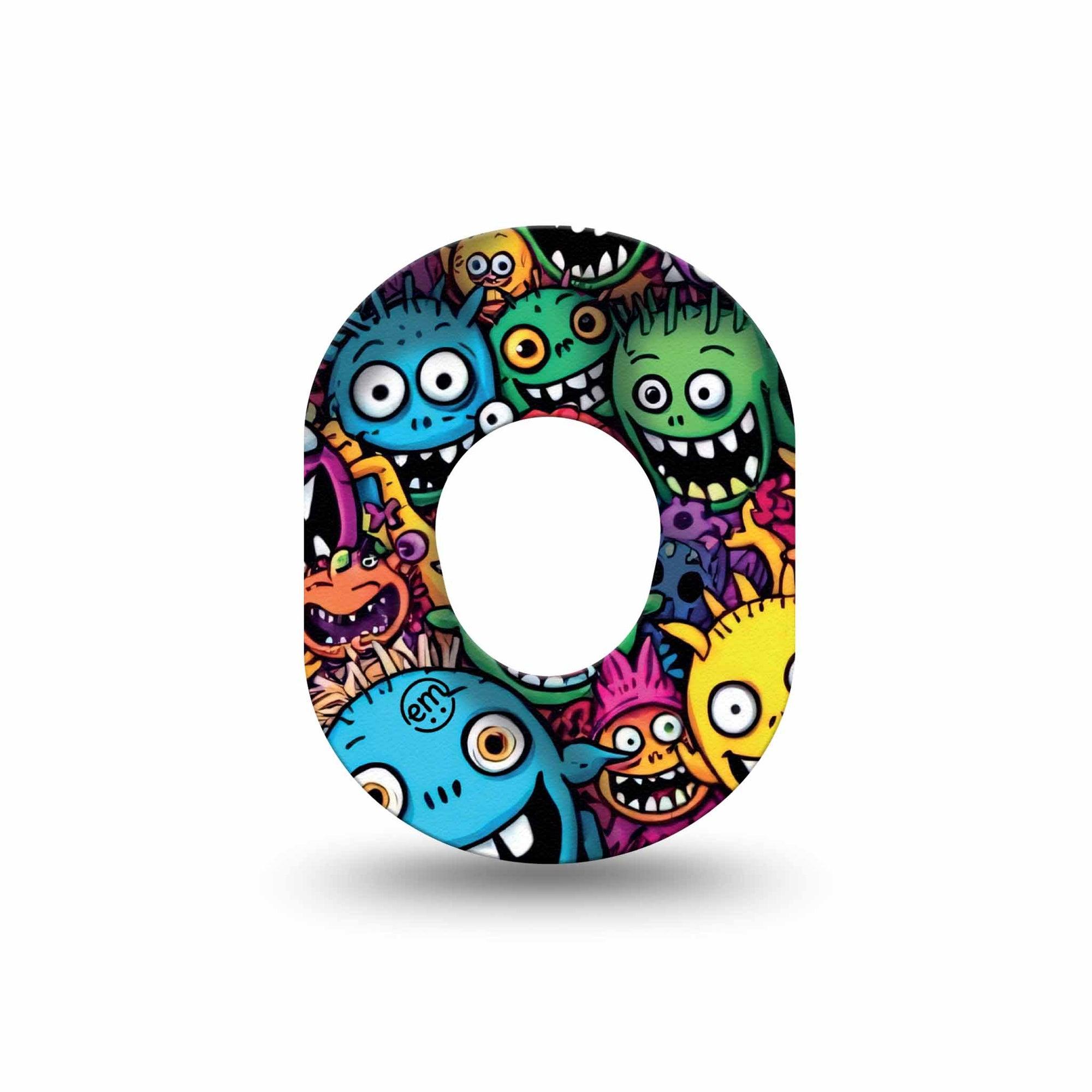 ExpressionMed Funky Monsters Dexcom G7 Mini Tape, Dexcom Stelo Glucose Biosensor System, Single Tape Silly Monsters, Patch Continuous Glucose Monitor Design