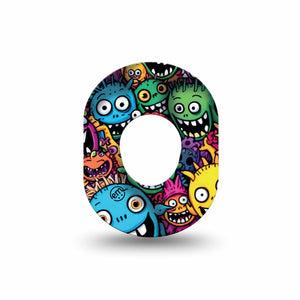 ExpressionMed Funky Monsters Dexcom G7 Mini Tape, Dexcom Stelo Glucose Biosensor System, Single Tape Silly Monsters, Patch Continuous Glucose Monitor Design