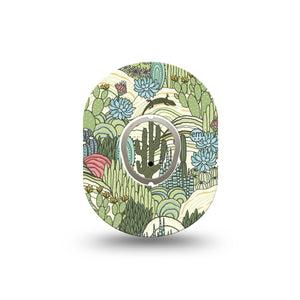 ExpressionMed Cactus Dexcom G7 Mini Tape, Dexcom Stelo Glucose Biosensor System, Single Tape and Single Sticker Light Green Cactus Plants, Patch Continuous Glucose Monitor Design