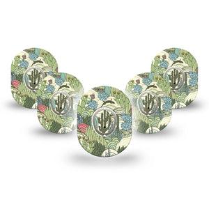 ExpressionMed Cactus Dexcom G7 Mini Tape, Dexcom Stelo Glucose Biosensor System, 5-Pack Tape and 5-Pack Sticker Prickly Pear Cactus Florals, Patch Continuous Glucose Monitor Design