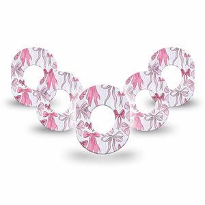 ExpressionMed Bows and Ribbons Dexcom G7 Mini Tape, Dexcom Stelo Glucose Biosensor System, 5-Pack Tape Delicate Pink Bows, Patch Continuous Glucose Monitor Design