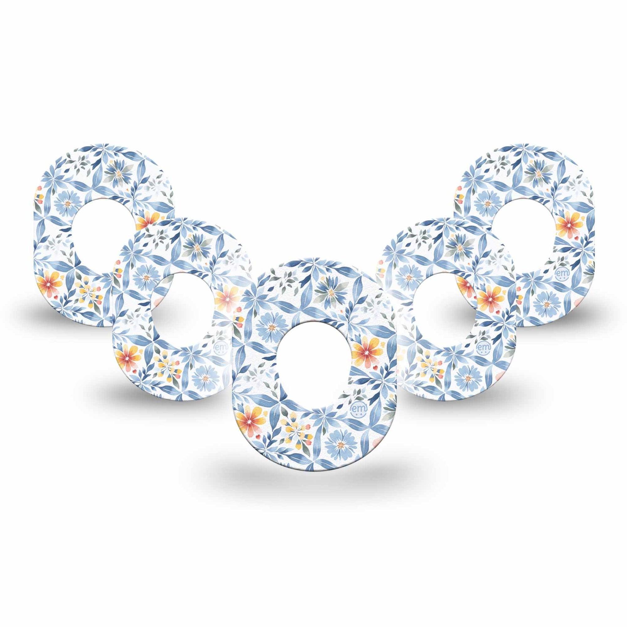 ExpressionMed Blue and Yellow Tile Dexcom G7 Mini Tape, Dexcom Stelo Glucose Biosensor System, 5-Pack Tape Greek Tile Inspired Print, Adhesive Tape CGM Design