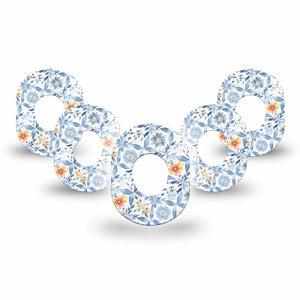 ExpressionMed Blue and Yellow Tile Dexcom G7 Mini Tape, Dexcom Stelo Glucose Biosensor System, 5-Pack Tape Greek Tile Inspired Print, Adhesive Tape CGM Design