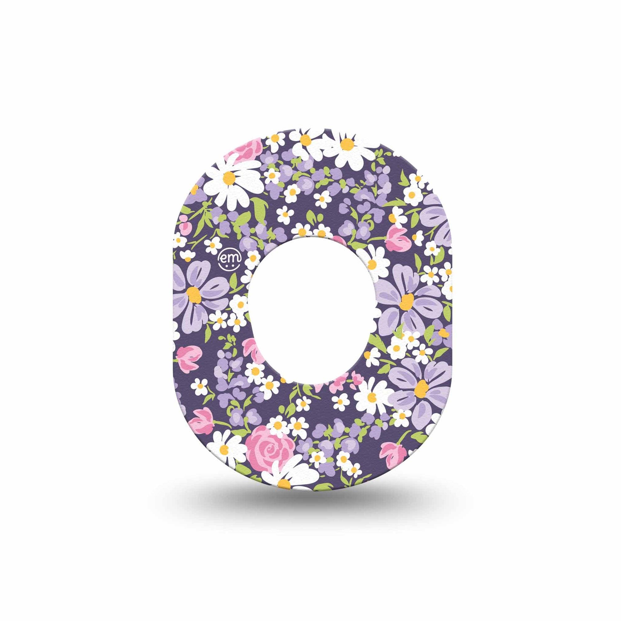 ExpressionMed Purple and Pink Flowers Dexcom G7 Mini Tape, Dexcom Stelo Glucose Biosensor System, Single Tape Daisy Rose Garden, Patch Continuous Glucose Monitor Design