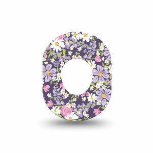 ExpressionMed Purple and Pink Flowers Dexcom G7 Mini Tape, Dexcom Stelo Glucose Biosensor System, Single Tape Daisy Rose Garden, Patch Continuous Glucose Monitor Design