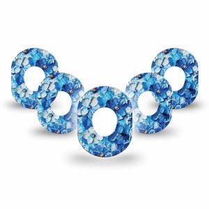 ExpressionMed Blue Paint Dexcom G7 Mini Tape, Dexcom Stelo Glucose Biosensor System, 5-Pack Tape Blue Painted Garden, Overlay Patch CGM Design