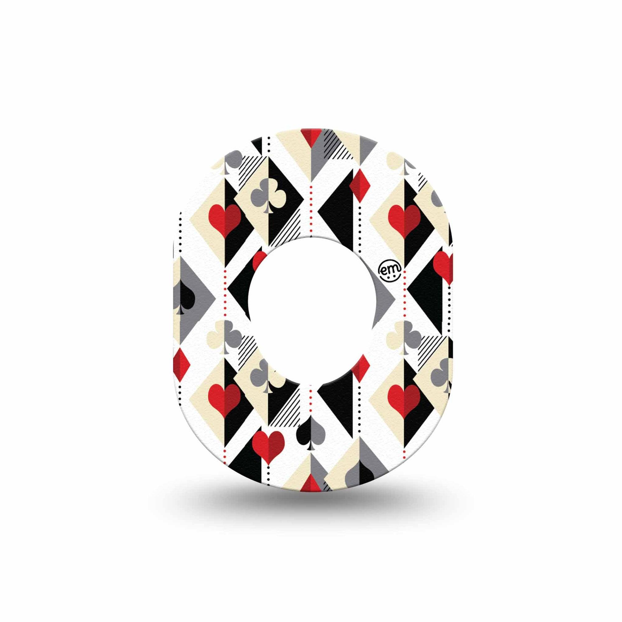 ExpressionMed Playing Cards Dexcom G7 Mini Tape, Dexcom Stelo Glucose Biosensor System, Single Tape Suites Playing Cards Pattern, Patch Continuous Glucose Monitor Design