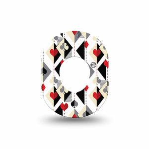 ExpressionMed Playing Cards Dexcom G7 Mini Tape, Dexcom Stelo Glucose Biosensor System, Single Tape Suites Playing Cards Pattern, Patch Continuous Glucose Monitor Design