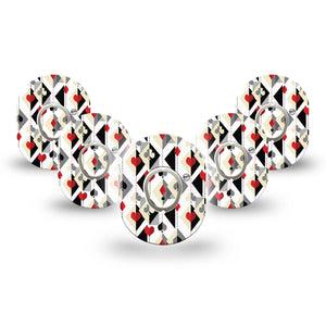 ExpressionMed Playing Cards Dexcom G7 Mini Tape, Dexcom Stelo Glucose Biosensor System, 5-Pack Tape and 5-Pack Sticker Suites Playing Cards Pattern, Patch Continuous Glucose Monitor Design