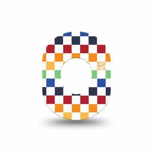 ExpressionMed Rainbow Checkerboard Dexcom G7 Mini Tape, Dexcom Stelo Glucose Biosensor System, Single Tape Colorful Boxes, Patch Continuous Glucose Monitor Design
