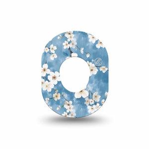 ExpressionMed Cherry Blossom Dexcom G7 Mini Tape, Dexcom Stelo Glucose Biosensor System, Single Tape Limewash Painted White Blooms, Patch Continuous Glucose Monitor Design