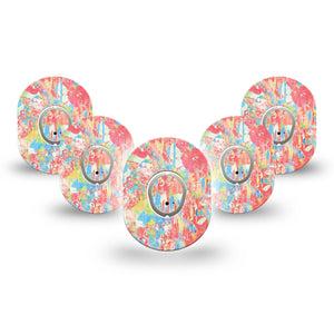 ExpressionMed Faded Summer Dexcom G7 Mini Tape, Dexcom Stelo Glucose Biosensor System, 5-Pack Tape and 5-Pack Sticker Vintage Inspired Design, Patch Continuous Glucose Monitor Design