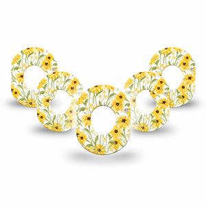 ExpressionMed Yellow Mosaic Floral Dexcom G7 Mini Tape, Dexcom Stelo Glucose Biosensor System, 5-Pack Tape Spring Floral Print, Plaster CGM Design