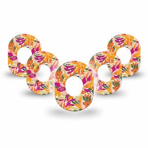 ExpressionMed Retro Brush Stroke Dexcom G7 Star Shape Tape, Dexcom Stelo Glucose Biosensor System,  5-Pack Tape Feather-Like Brush Stroke Print, Overlay Patch CGM Design