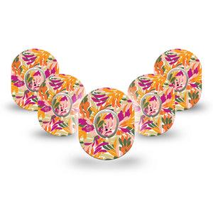 ExpressionMed Retro Brush Stroke Dexcom G7 Mini Tape, Dexcom Stelo Glucose Biosensor System, 5-Pack Tape and 5-Pack Sticker Vivid-Toned Painted Stroke, Patch Continuous Glucose Monitor Design