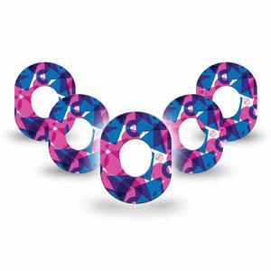 ExpressionMed Violet Vortex Dexcom G7 Mini Tape, Dexcom Stelo Glucose Biosensor System, 5-Pack Tape Geometric Pink And Blue Combo, Patch Continuous Glucose Monitor Design