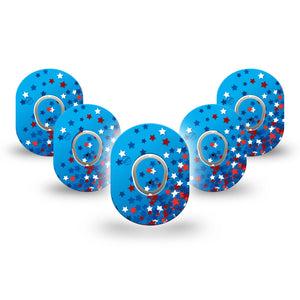 ExpressionMed Confetti Stars Dexcom G7 Mini Tape, Dexcom Stelo Glucose Biosensor System, 5-Pack Tape and 5-Pack Sticker Summer Fun Confetti, Patch Continuous Glucose Monitor Design
