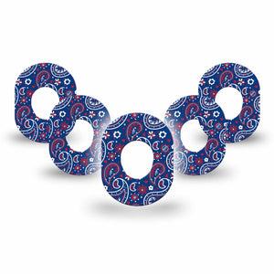 ExpressionMed Independence Paisley Dexcom G7 Mini Tape, Dexcom Stelo Glucose Biosensor System, 5-Pack Tape Summer Ornamental Print, Patch Continuous Glucose Monitor Design