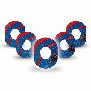 ExpressionMed Spider Man Dexcom G7 Mini Tape, Dexcom Stelo Glucose Biosensor System, 5-Pack Tape Comic Book Spiderman, Patch Continuous Glucose Monitor Design