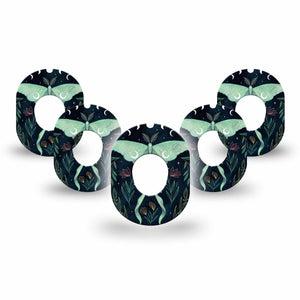 ExpressionMed Luna Moth Dexcom G7 Mini Tape, Dexcom Stelo Glucose Biosensor System, 5-Pack Tape Moth Cosmic Inspired, Patch Continuous Glucose Monitor Design