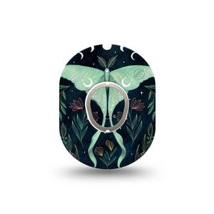 ExpressionMed Luna Moth Dexcom G7 Mini Tape, Dexcom Stelo Glucose Biosensor System, Single Tape and Single Sticker Moth Cosmic Inspired, Patch Continuous Glucose Monitor Design