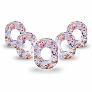 ExpressionMed Floral Tea Party Dexcom G7 Mini Tape, Dexcom Stelo Glucose Biosensor System, 5-Pack Tape Tea Party Snacks, Patch Continuous Glucose Monitor Design