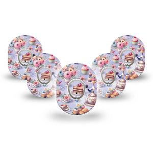 ExpressionMed Floral Tea Party Dexcom G7 Mini Tape, Dexcom Stelo Glucose Biosensor System, 5-Pack Tape and 5-Pack Sticker Afternoon Tea Time Themed, Patch Continuous Glucose Monitor Design