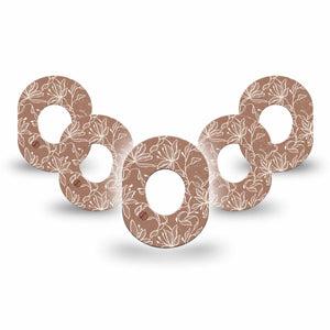 ExpressionMed Mocha Mousse Lace Dexcom G7 Mini Tape, Dexcom Stelo Glucose Biosensor System, 5-Pack Tape Mocha White Flowers, Patch Continuous Glucose Monitor Design
