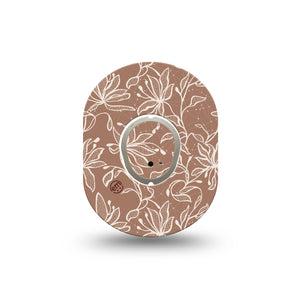 ExpressionMed Mocha Mousse Lace Dexcom G7 Mini Tape, Dexcom Stelo Glucose Biosensor System, Single Tape and Single Sticker Pantone-Inspired Florals, Patch Continuous Glucose Monitor Design