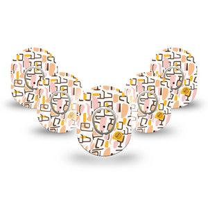 ExpressionMed Squiggles Dexcom G7 Mini Tape, Dexcom Stelo Glucose Biosensor System, 5-Pack Tape and 5-Pack Sticker Eye-Catching Shapes, Patch Continuous Glucose Monitor Design