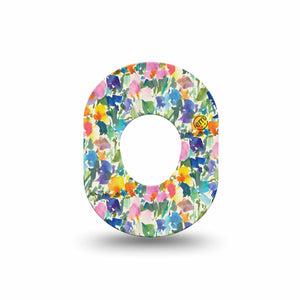 ExpressionMed Summer Fling Dexcom G7 Mini Tape, Dexcom Stelo Glucose Biosensor System, Single Tape Blue Summer Florals, Patch Continuous Glucose Monitor Design