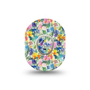 ExpressionMed Summer Fling Dexcom G7 Mini Tape, Dexcom Stelo Glucose Biosensor System, Single Tape and Single Sticker Blue Summer Florals, Patch Continuous Glucose Monitor Design