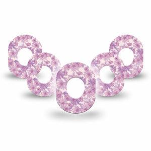 ExpressionMed Purple Daisy Dexcom G7 Mini Tape, Dexcom Stelo Glucose Biosensor System, 5-Pack Tape Summer Purple Flowers, Patch Continuous Glucose Monitor Design