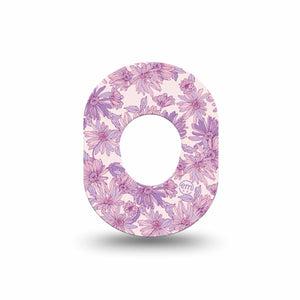 ExpressionMed Purple Daisy Dexcom G7 Mini Tape, Dexcom Stelo Glucose Biosensor System, Single Tape Pastel Lilac Florals, Patch Continuous Glucose Monitor Design