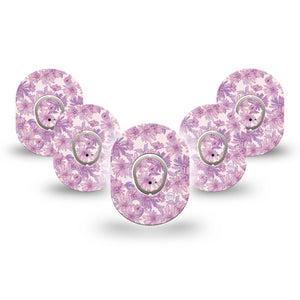 ExpressionMed Purple Daisy Dexcom G7 Mini Tape, Dexcom Stelo Glucose Biosensor System, 5-Pack Tape and 5-Pack Sticker Summer Purple Flowers, Patch Continuous Glucose Monitor Design