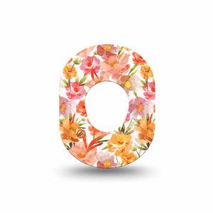 ExpressionMed Peach Dusk Dexcom G7 Mini Tape, Dexcom Stelo Glucose Biosensor System, Single Tape Translucent Summer Petals, Patch Continuous Glucose Monitor Design