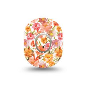 ExpressionMed Peach Dusk Dexcom G7 Mini Tape, Dexcom Stelo Glucose Biosensor System, Single Tape and Single Sticker Translucent Summer Petals, Patch Continuous Glucose Monitor Design