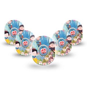 ExpressionMed Snow White Dexcom G7 Mini Tape, Dexcom Stelo Glucose Biosensor System, 5-Pack Tape and 5-Pack Sticker Snow White Characters, Patch Continuous Glucose Monitor Design