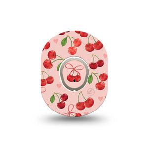 ExpressionMed Cherries Dexcom G7 Mini Tape, Dexcom Stelo Glucose Biosensor System, Single Tape and Single Sticker Sweet Cherry Bundles, Patch Continuous Glucose Monitor Design