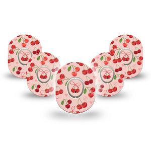 ExpressionMed Cherries Dexcom G7 Mini Tape, Dexcom Stelo Glucose Biosensor System, 5-Pack Tape and 5-Pack Sticker Red Fruit, Patch Continuous Glucose Monitor Design