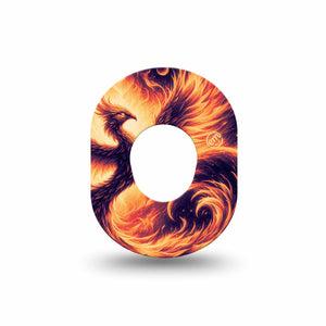 ExpressionMed Rising Phoenix Dexcom G7 Mini Tape, Dexcom Stelo Glucose Biosensor System, Single Tape Golden Fire Bird, Patch Continuous Glucose Monitor Design