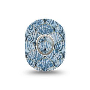 ExpressionMed Seashells Dexcom G7 Mini Tape, Dexcom Stelo Glucose Biosensor System, Single Tape and Single Sticker Summer Blue Sea Life, Patch Continuous Glucose Monitor Design