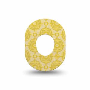 ExpressionMed Yellow Sundress Dexcom G7 Mini Tape, Dexcom Stelo Glucose Biosensor System, Single Tape Golden Ornamental Sunbursts, Patch Continuous Glucose Monitor Design