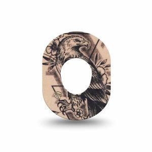 ExpressionMed Hawk Dexcom G7 Mini Tape, Dexcom Stelo Glucose Biosensor System, Single Tape Triangle Bird Tattoo, Patch Continuous Glucose Monitor Design